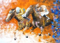 Arusha Javaid, Gallop, 36 x 48 Inch, Oil on Canvas, Polo Painting, AC-ARJV-002